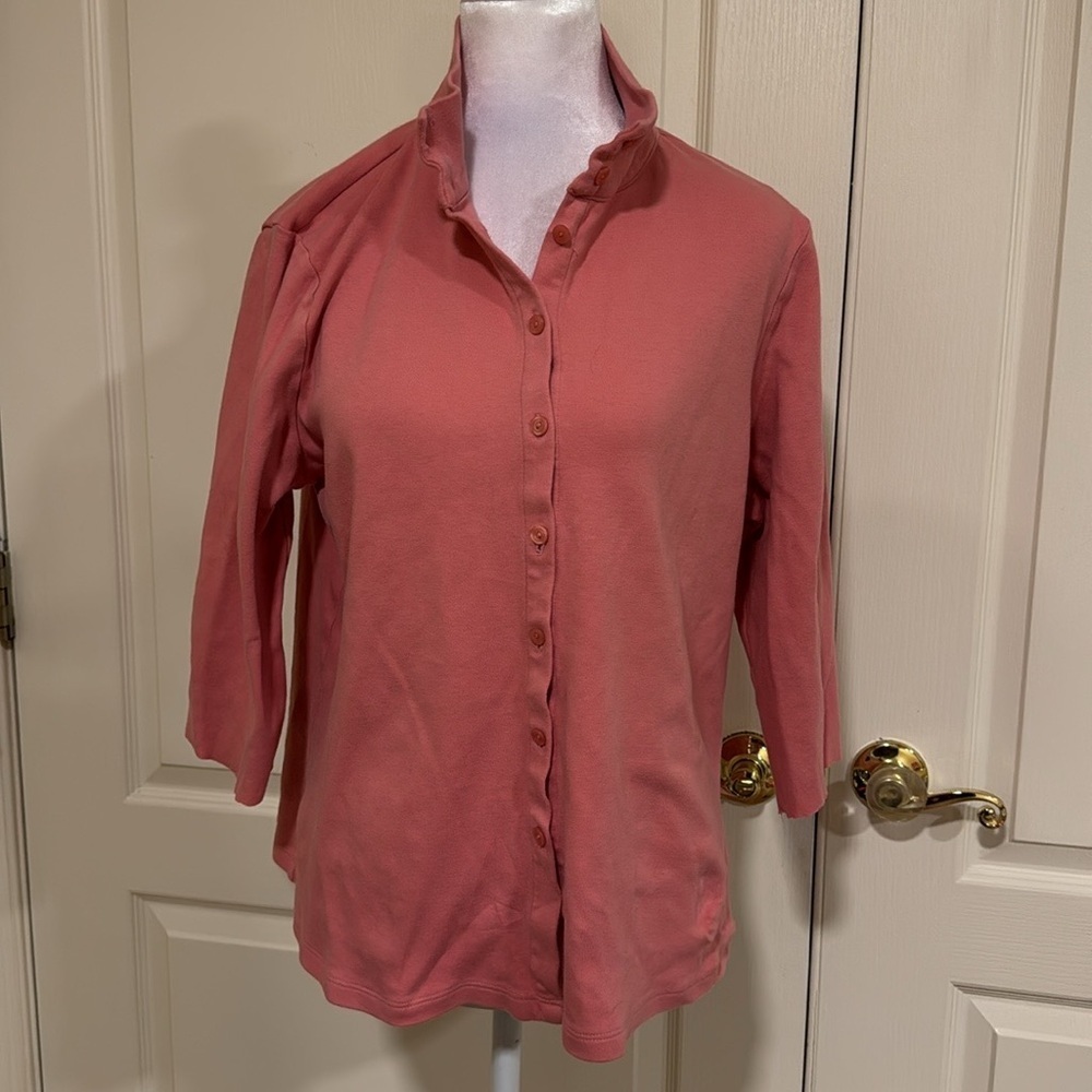 Isaac Mizrahi Live pink button up​​​